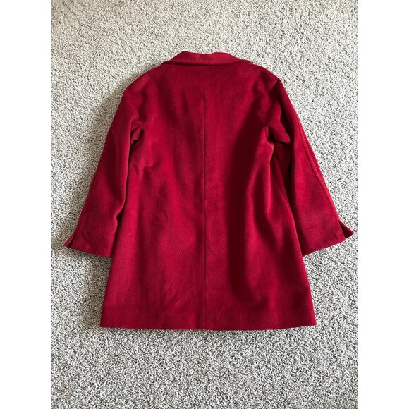 Ellen Tracy Women's Size 10 Red Wool Blend Coat W/ Angora Button - Picture 3 of 13